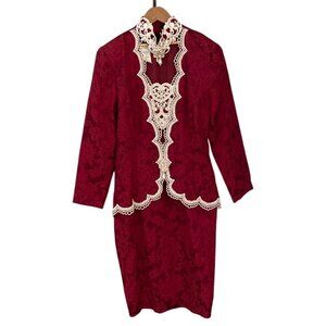 Vtg Jessica McClintock Women Dress Size 10 Lace Victorian Bridal Whimsigoth USA